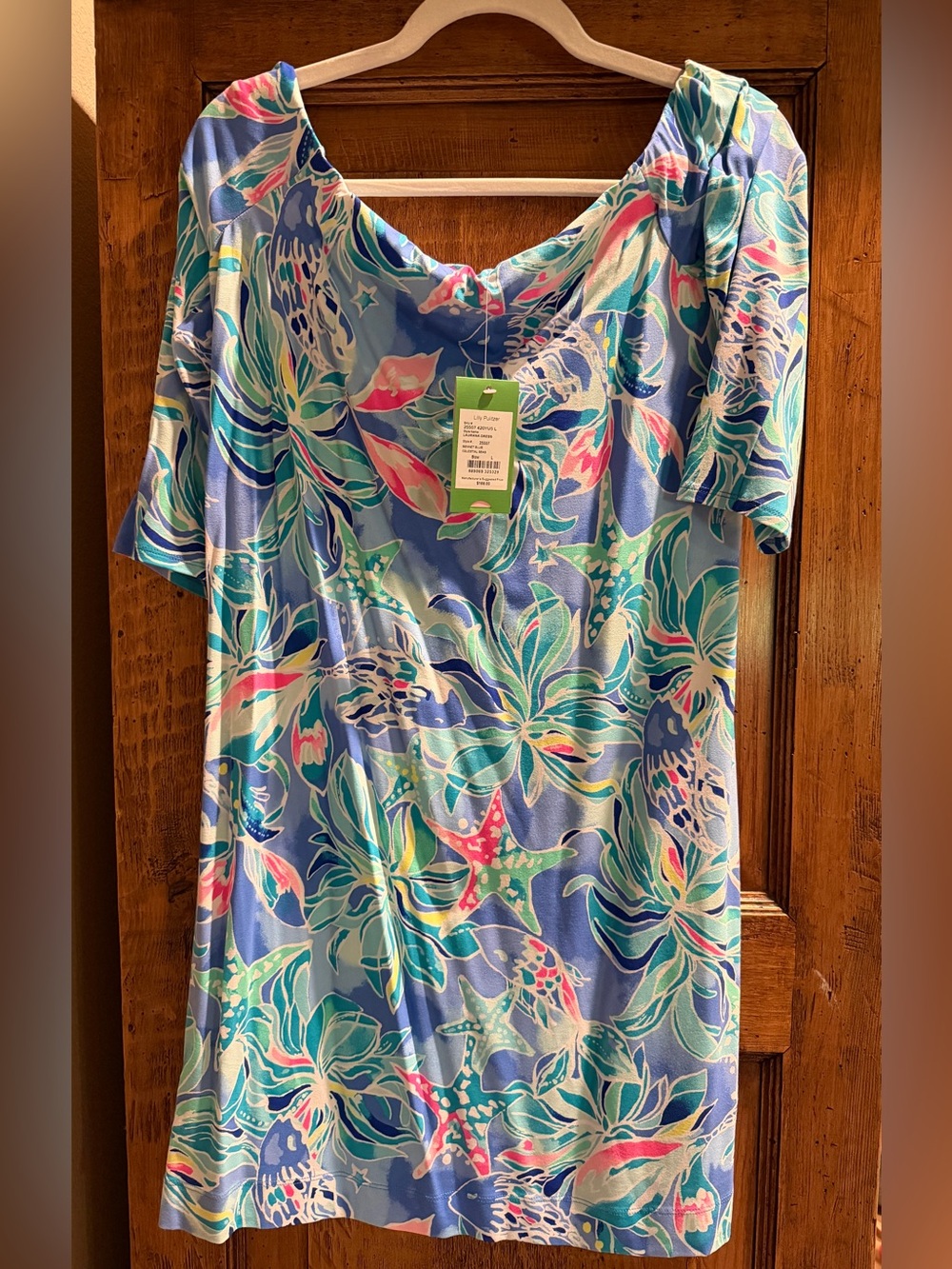 Lilly Pulitzer Blue Tropical Floral Off-Shoulder Tunic